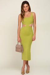 Lime Sleeveless Side Cutout Midi Dress