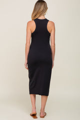 Black Racerback Fitted Maternity Midi Dress