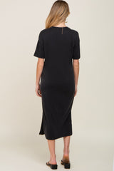 Black Shift Maternity Midi Dress