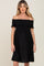 Black Swiss Dot Off Shoulder Maternity Dress
