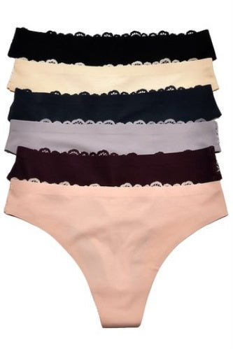 Multicolor Seamless Lace Back Underwear Set