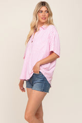 Pink Striped Button Down Top