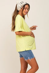 Lime Oversized Rolled Short Sleeve Maternity Top