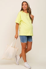 Lime Oversized Rolled Short Sleeve Maternity Top