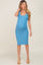 Blue Rib Knit Basic Sleeveless Maternity Dress