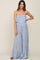 Light Blue Paisley Ruffle Strapless Maternity Jumpsuit