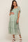 Mint Green Floral Chiffon Tiered Maternity Midi Dress