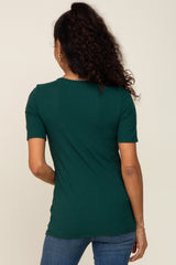 Forest Green Ribbed Wrap Front Nursing Top