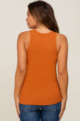 Camel Ribbed Basic Maternity Tank Top