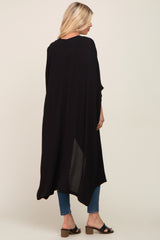 Black Open Front Long Coverup