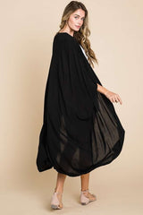 Black Open Front Long Coverup