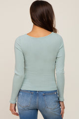 Mint Green Ribbed Long Sleeve Maternity Crop Top