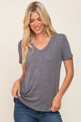 Charcoal V-Neck Short Sleeve Maternity Tee