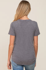 Charcoal V-Neck Short Sleeve Maternity Tee