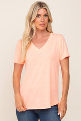 Orange V-Neck Short Sleeve Tee