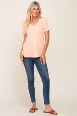 Orange V-Neck Short Sleeve Tee