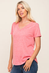 Coral V-Neck Short Sleeve Tee