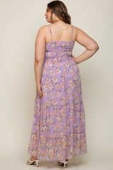 Lavender Floral Smocked Chiffon Plus Maternity Maxi Dress