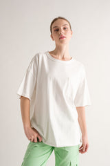 White Exposed Seam Maternity Pocket T-Shirt