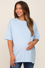 Light Blue Basic Oversized Maternity T-Shirt