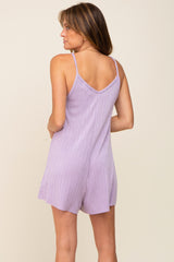 Lavender Ribbed V-Neck Romper