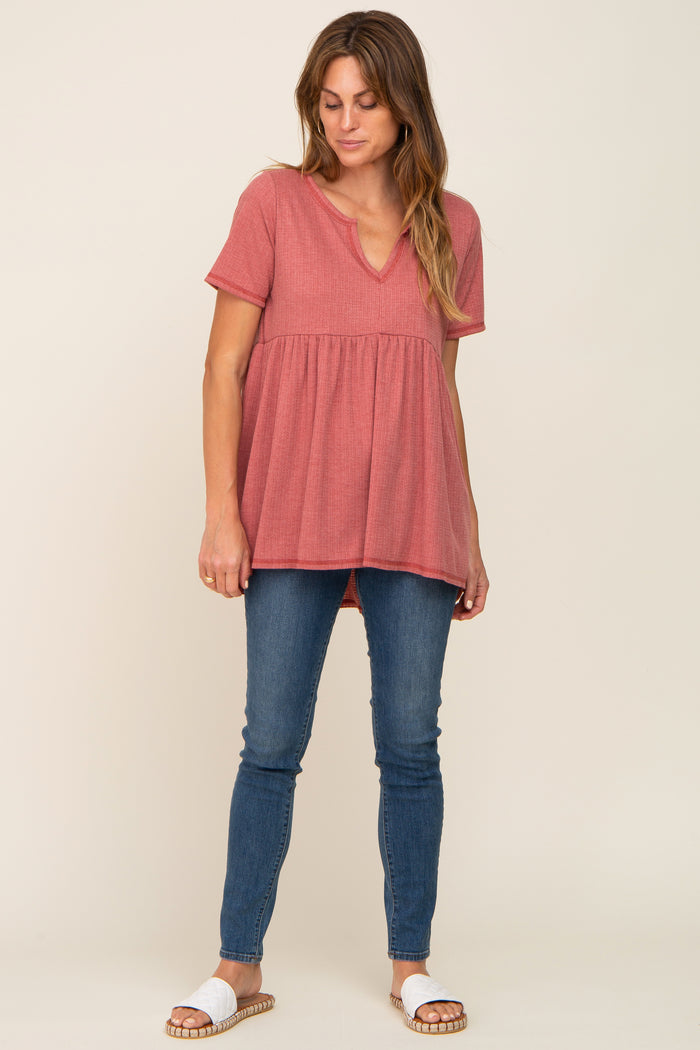 Red V Neck Top