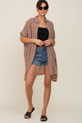 Mocha Lightweight Button Front Maternity Coverup