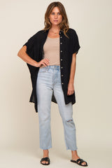 Black Lightweight Button Front Coverup