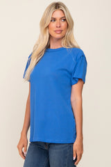 Royal Blue Raw Hem Tee