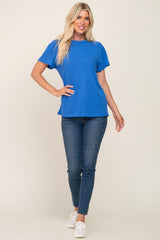 Royal Blue Raw Hem Tee