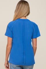 Royal Blue Raw Hem Maternity Tee