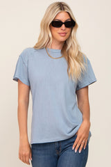 Light Blue Raw Hem Tee