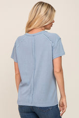 Light Blue Raw Hem Tee