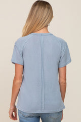 Light Blue Raw Hem Maternity Tee