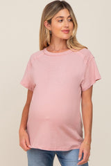 Light Pink Raw Hem Maternity Tee