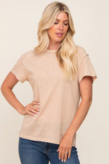 Beige Raw Hem Tee