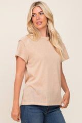 Beige Raw Hem Tee