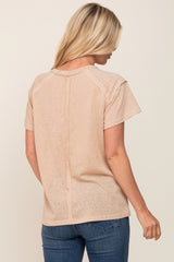 Beige Raw Hem Tee