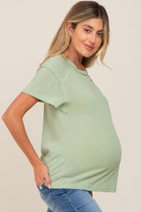 Light Olive Raw Hem Maternity Tee