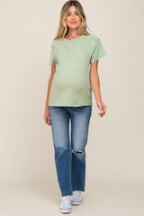 Light Olive Raw Hem Maternity Tee