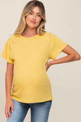 Yellow Raw Hem Maternity Tee