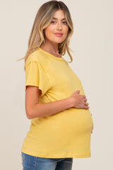 Yellow Raw Hem Maternity Tee