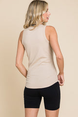 Taupe Ribbed Basic Tank Top
