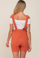 Rust Square Neck Elastic Strap Maternity Romper