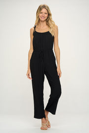 Black Spaghetti Straps Wide Legged Woven Jumpsuit