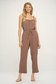 Mocha Spaghetti Straps Wide Legged Woven Jumpsuit