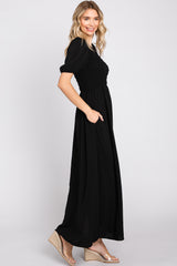 Black Smocked Maxi Dress