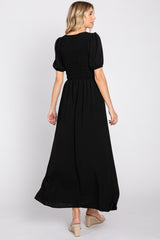 Black Smocked Maxi Dress