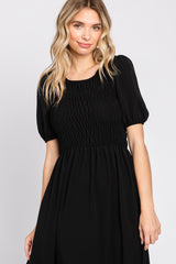 Black Smocked Maxi Dress