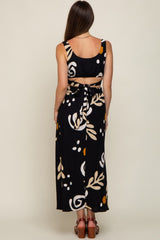 Black Printed Cutout Maternity Maxi Dress